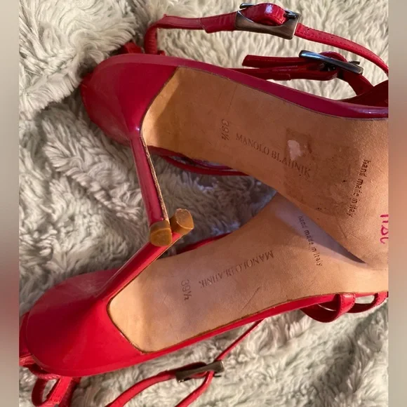 Manolo Blahnik RED Strappy Heels - Picture 11 of 16